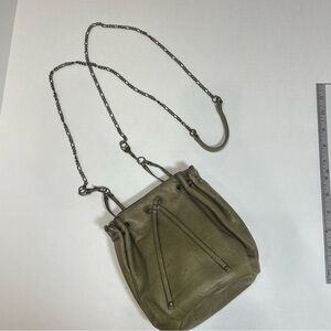 Helena De Natalio Olive Green soft Leather Bucket Bag. Pebbled.  Purse